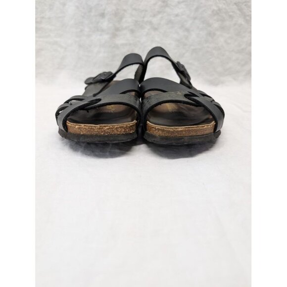 Papillio by Birkenstock size 39 slip on sandals unique straps black and gold SH1 - Picture 8 of 10